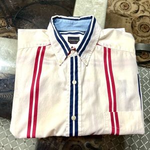 Vintage Structure Off White Double red & Blue strips Long Sleeve Shirt L